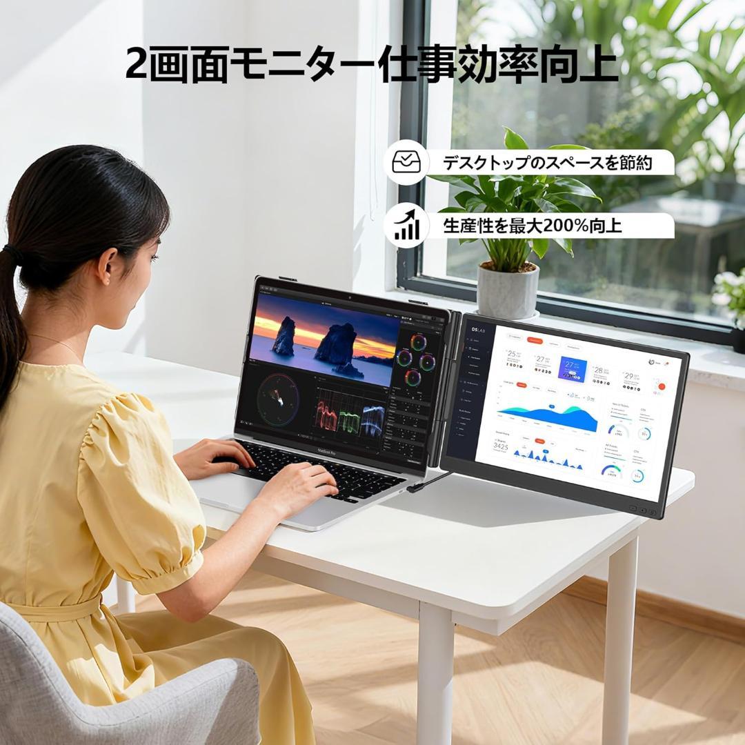 デュアルモニター 14インチ FHD 1080PノートPC13-17インチ対応