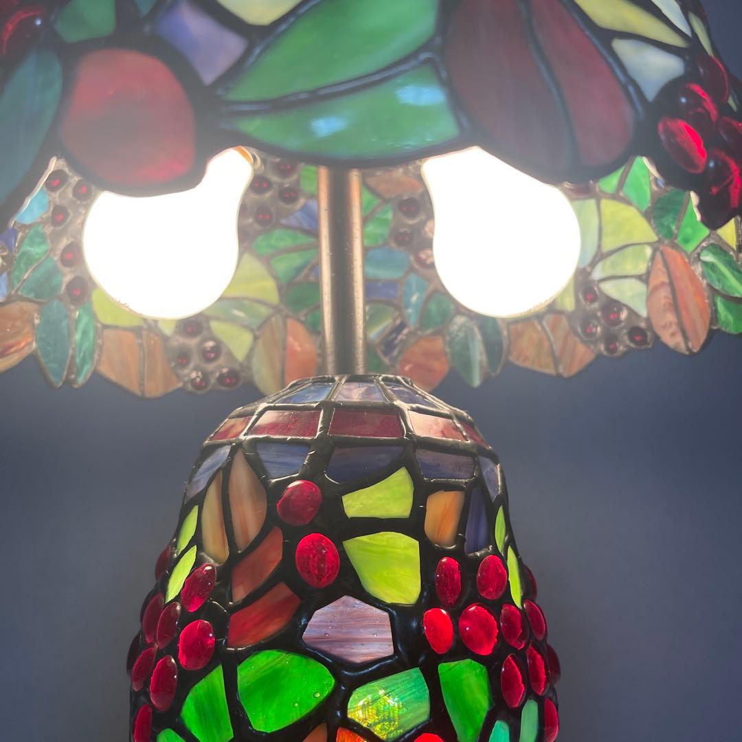 『美品』　アンティーク　ステンドグラス　ランプ　葡萄