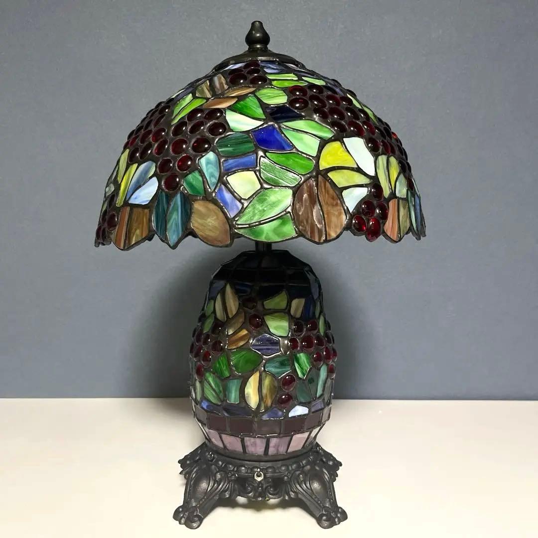 『美品』　アンティーク　ステンドグラス　ランプ　葡萄