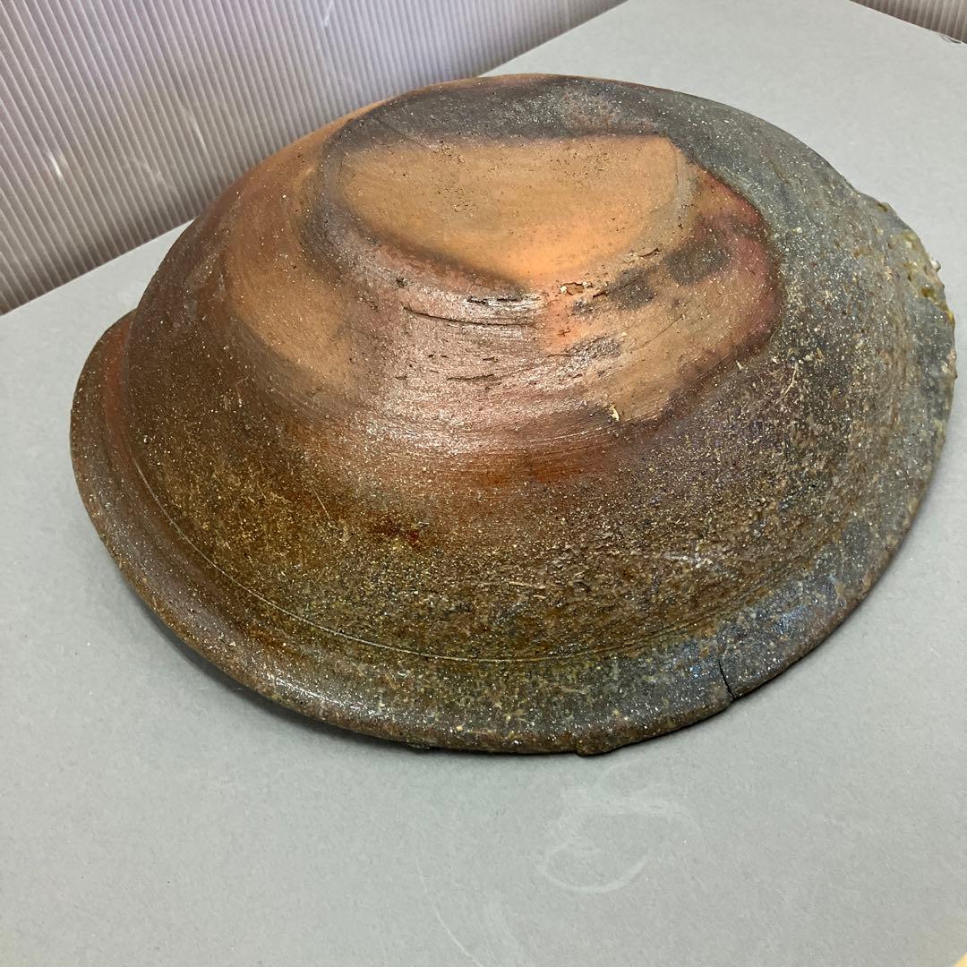 骨董品　茶道具　古常滑焼￼菓子鉢　時代箱　背景キズ　S203HI