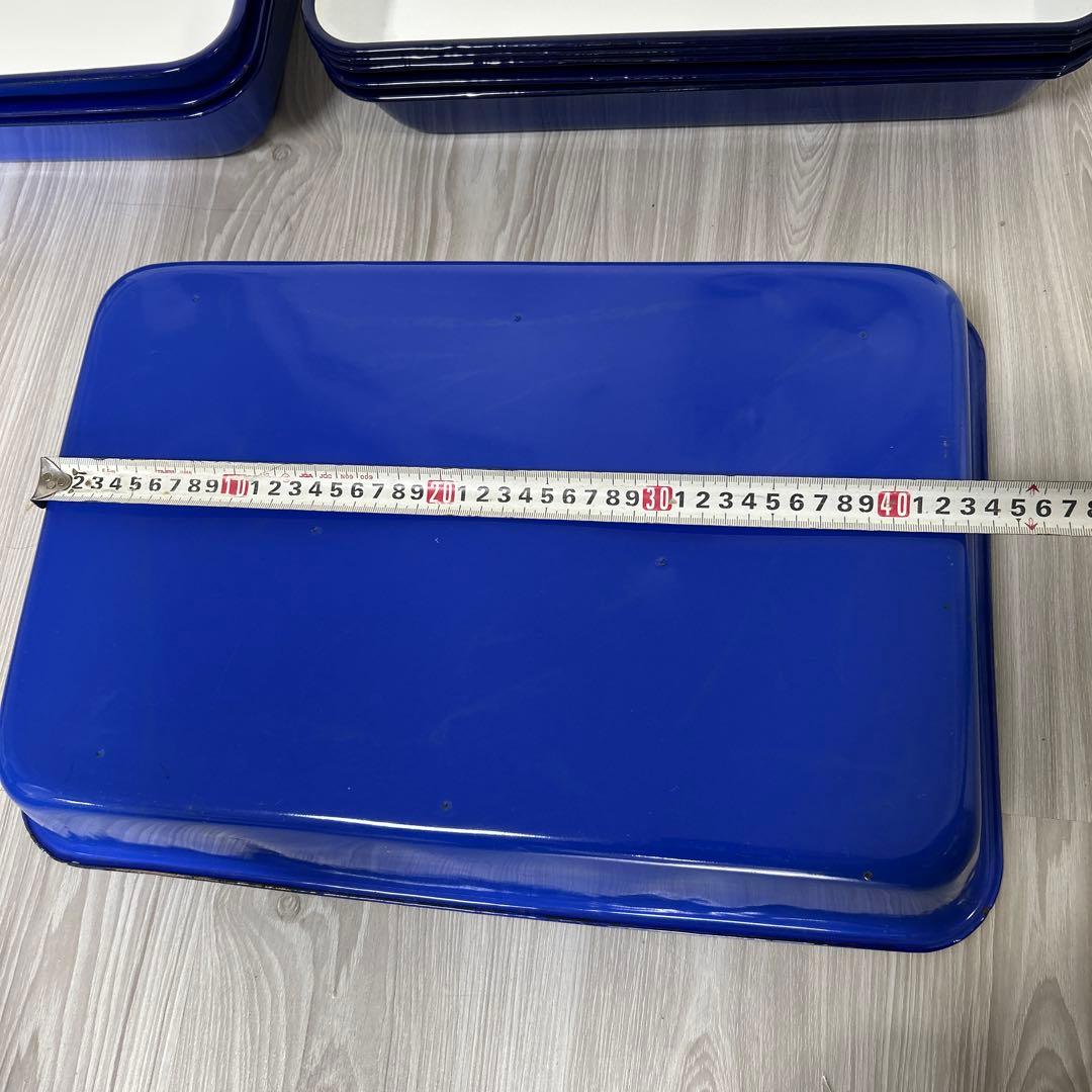 ホーローバット１0枚セット　食品トレイ 小物入れ インテリア ブルー レトロ