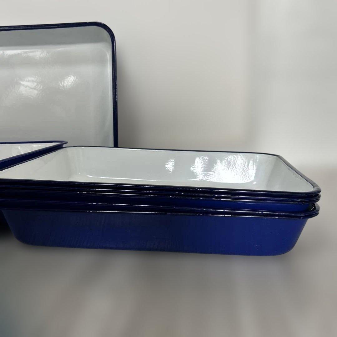 ホーローバット１0枚セット　食品トレイ 小物入れ インテリア ブルー レトロ