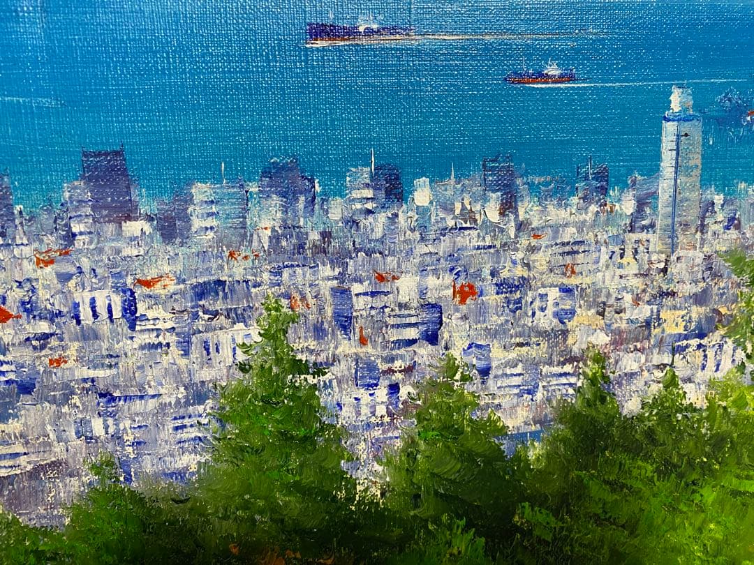 油彩画 神戸風景 風見鶏 小林幸三 F8