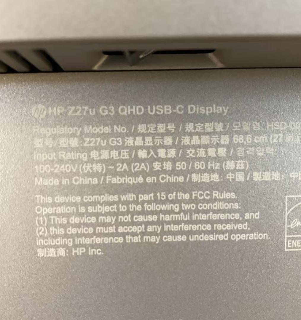 HP Z27U G3 27インチ　液晶モニタ2K Type-C HDMI