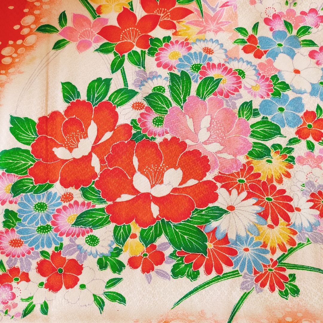 七五三 7歳 正絹 セット 012602 金駒刺繍 牡丹 菊 萩 藤 梅