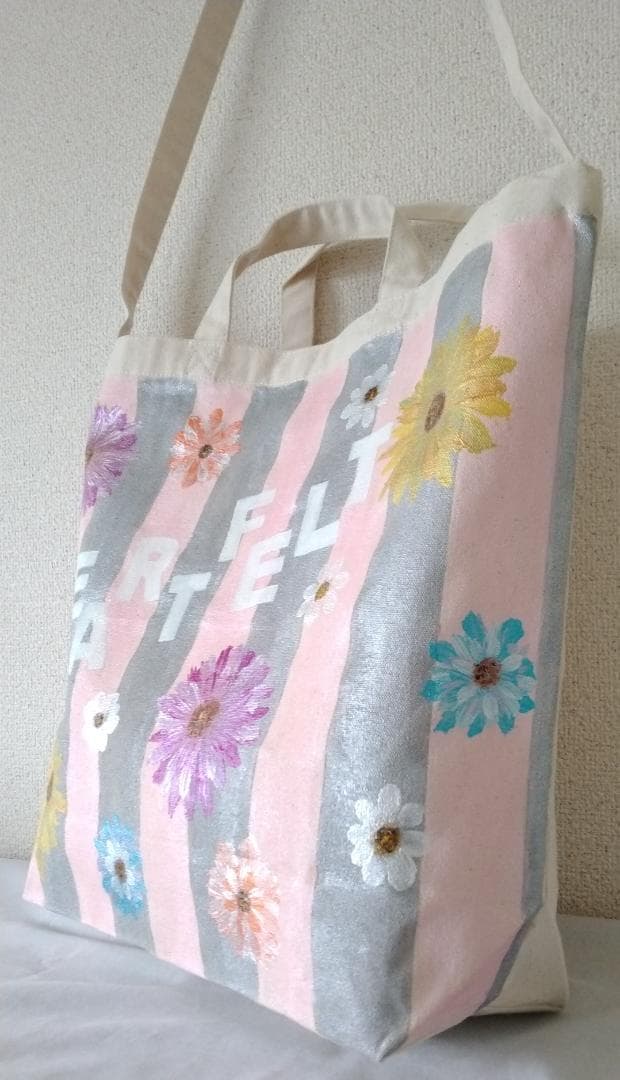 縞の花のショルダートート