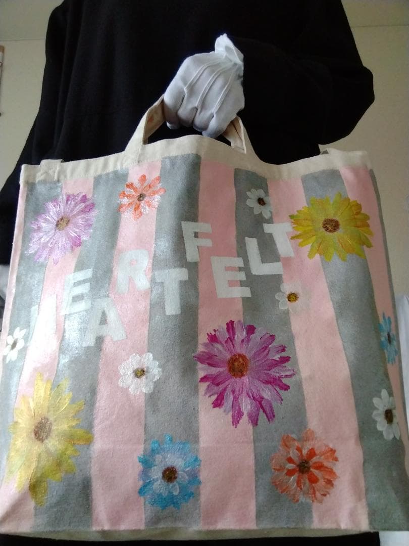 縞の花のショルダートート