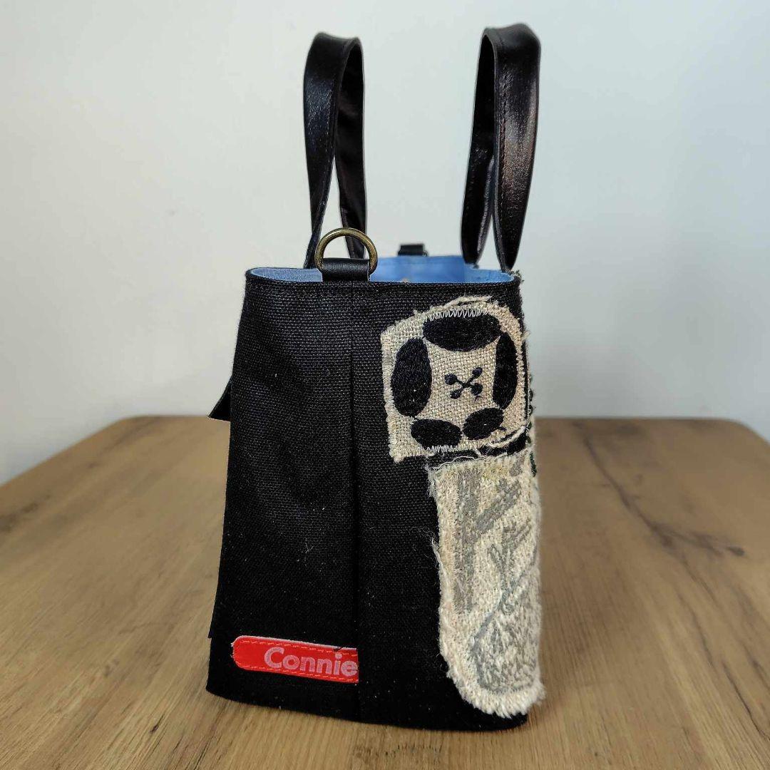 【SALE】ミナペルホネン/カケラパッチ/しきりトートSサイズブラック/本革