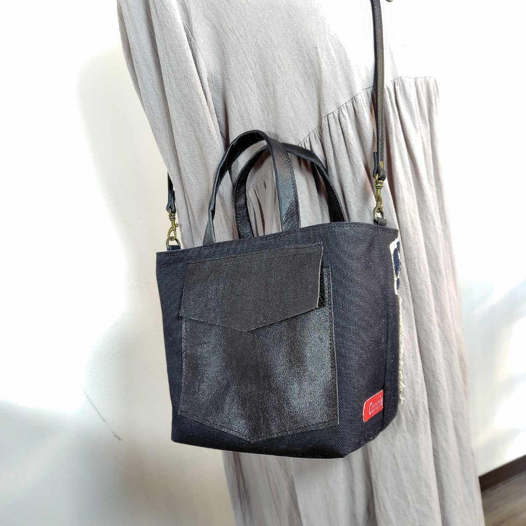 【SALE】ミナペルホネン/カケラパッチ/しきりトートSサイズブラック/本革