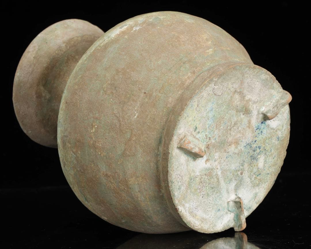 中国古玩 漢緑釉銀化三足壺 時代箱付 漢時代 花入 花瓶 飾壺 古美術 骨董品