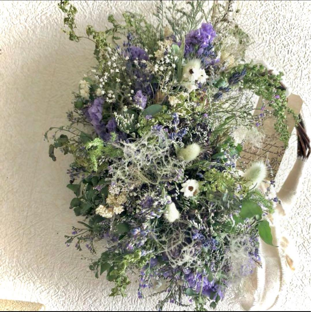ドライフラワーリース　ブルー　夏リース　リース　スワッグ