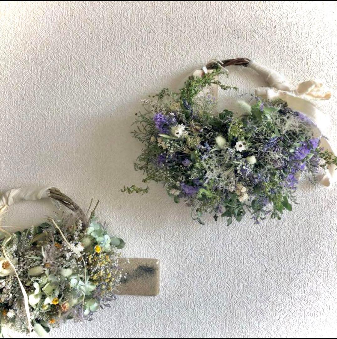 ドライフラワーリース　ブルー　夏リース　リース　スワッグ