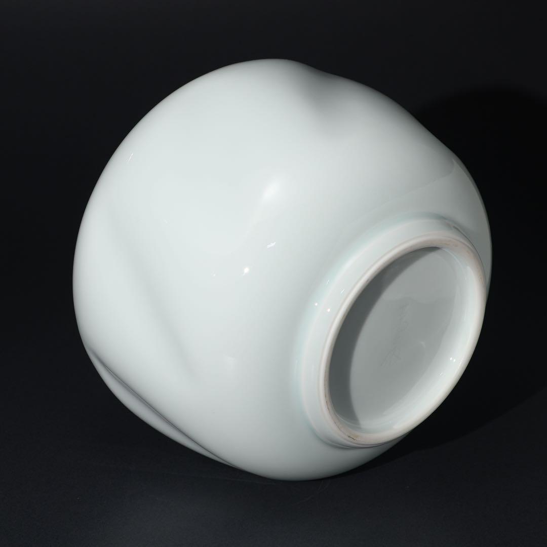 人間国宝 井上萬二 白磁面取壺　共箱　R1523お15