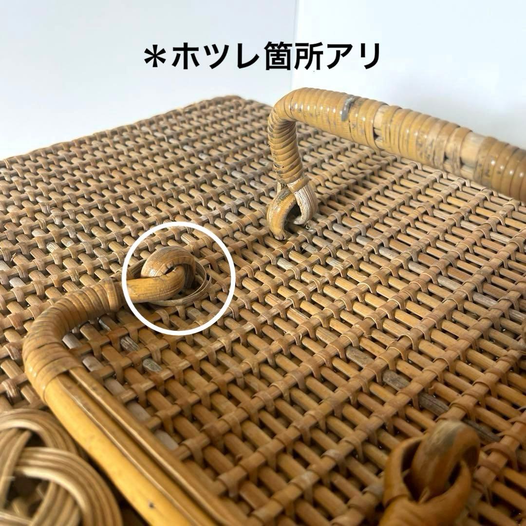 #XG511 アンティーク・時代物・藤編細工籠・ピクニックケース・収納箱・材料付