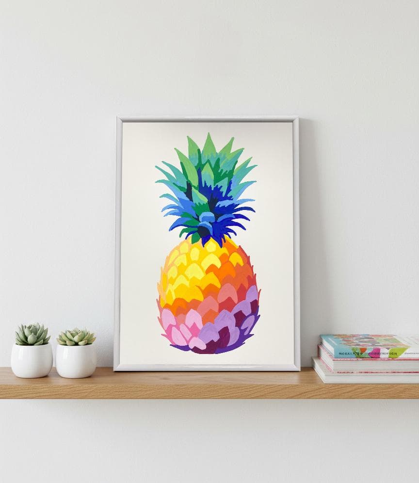 フルーツ 原画 アクリル画 インテリアアート「パイナップル」