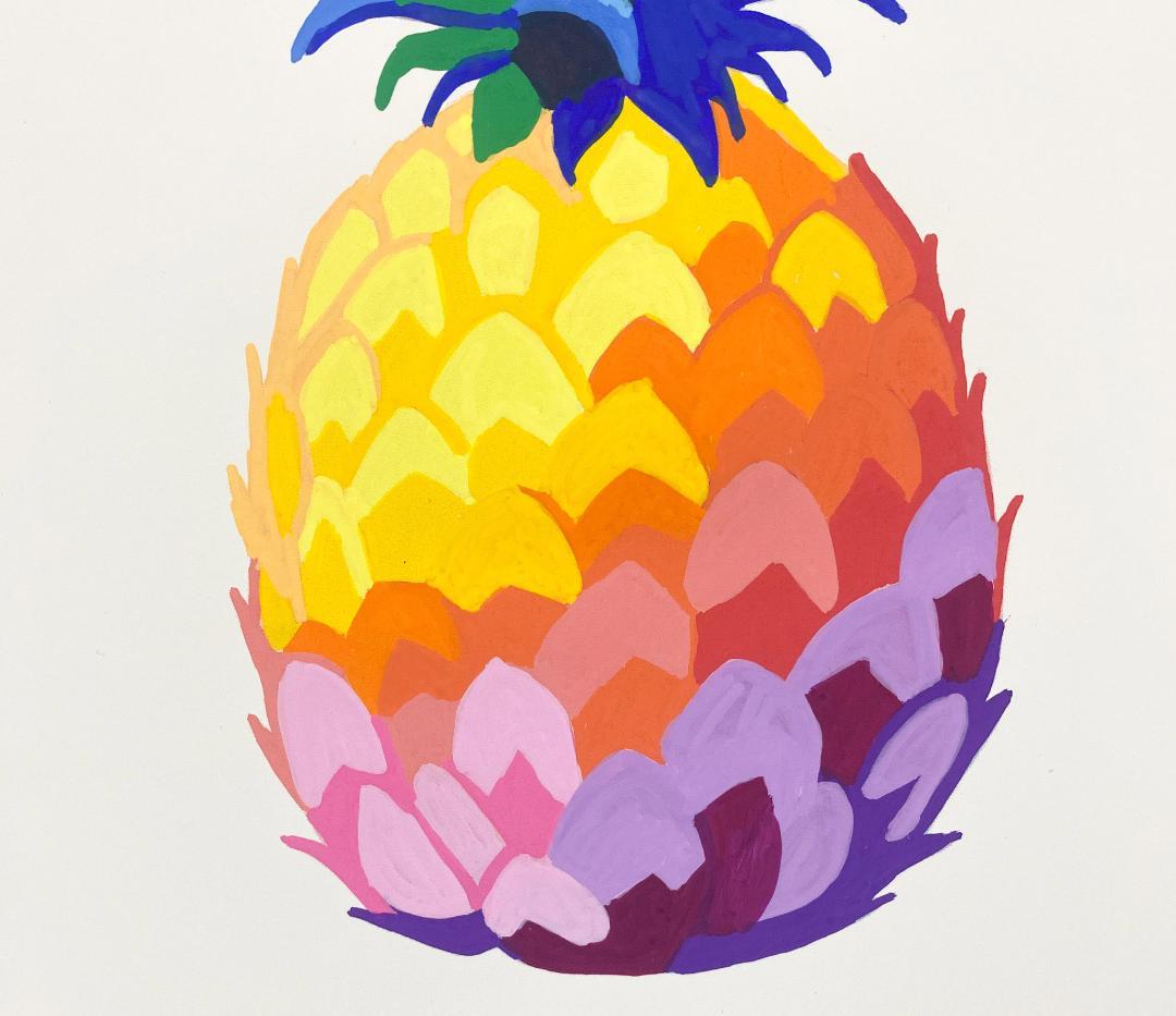 フルーツ 原画 アクリル画 インテリアアート「パイナップル」