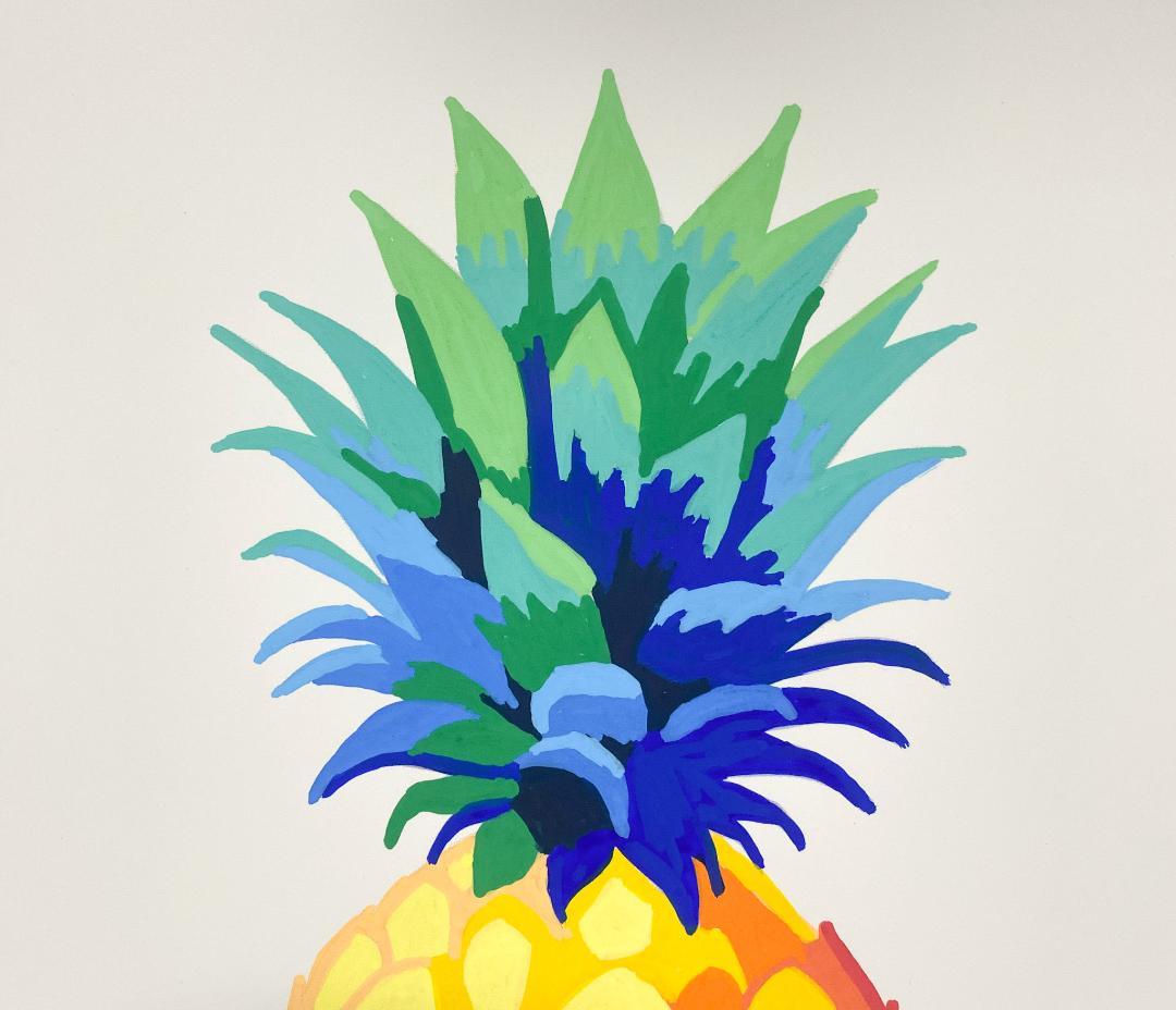 フルーツ 原画 アクリル画 インテリアアート「パイナップル」