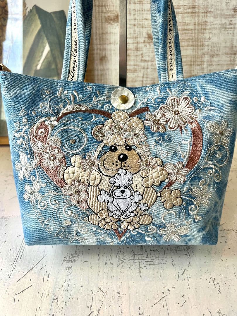 ロラライハリス♡SSライトブルーWデニム♡刺繍のちょこっとお出かけミニバッグ♡