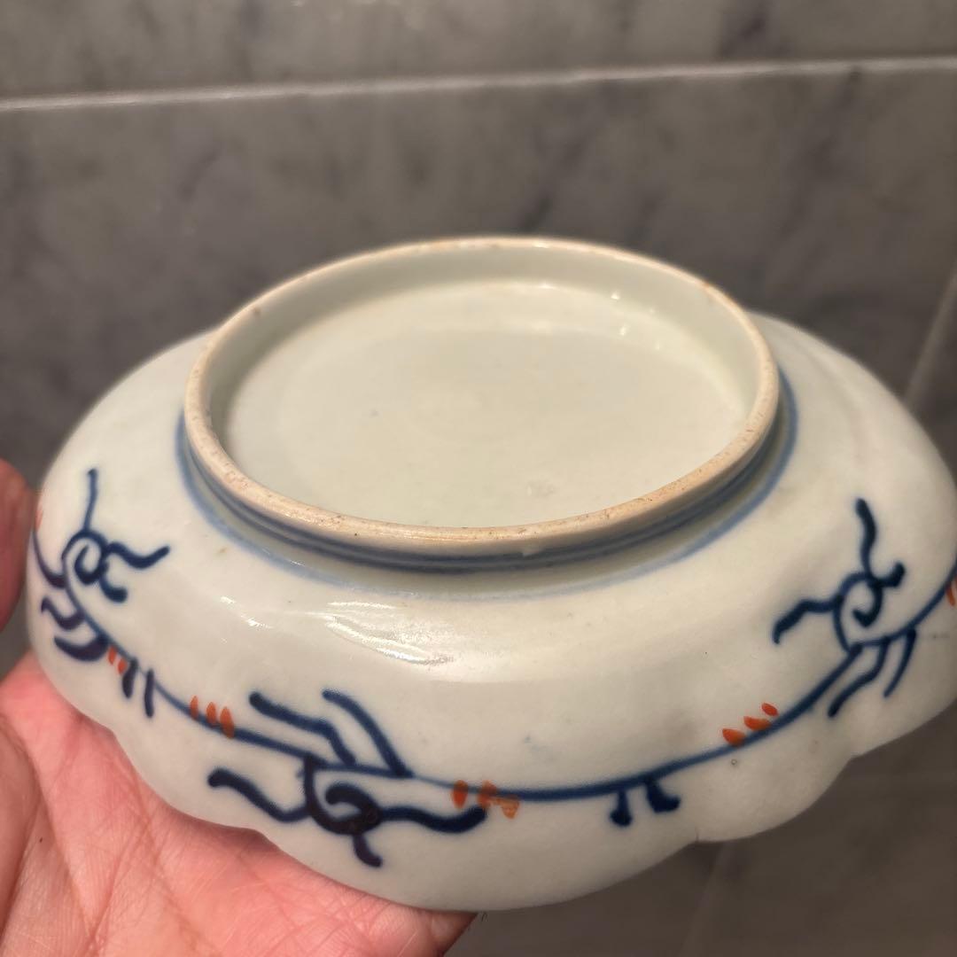 アンティーク江戸後期の鶴や梅、形が美しく、豪華絢爛な古伊万里の刺身皿