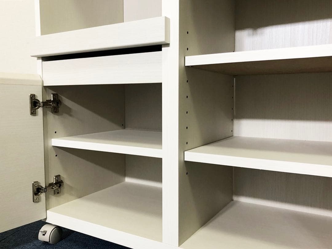 食器棚 アペルト APR-8575SL 白木目柄レンジボード可動式棚板3枚付き