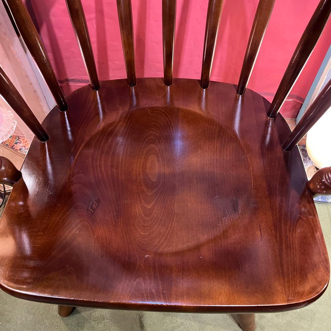 L４　オールドヴィンテージ 柏木工 ３６０度回転　ブナ無垢材　アームチェア