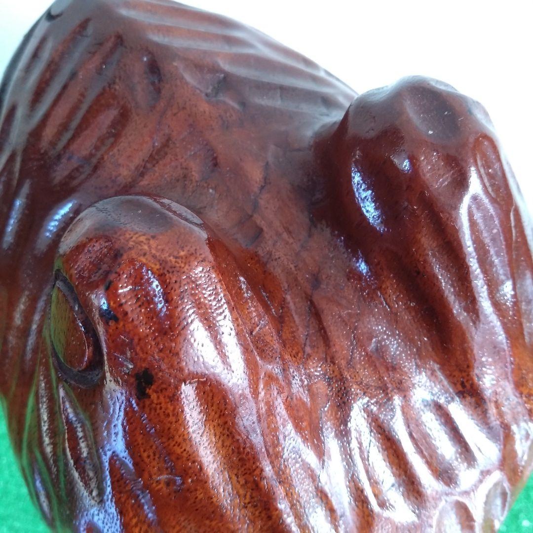 木彫りカエル靴べらスタンド 木製 玄関インテリア 縁起物 置物