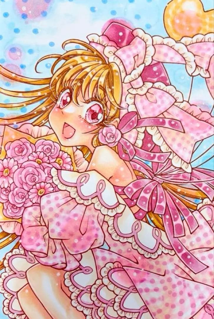 spring balloon ♡*⃝̣◌⑅⃝♡イラスト　原画　女の子　かわいい