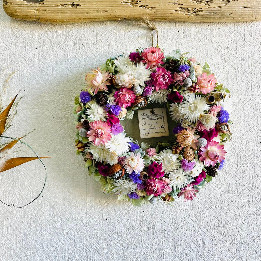 ドライフラワーリース　紫陽花リース　春リース　母の日ギフト