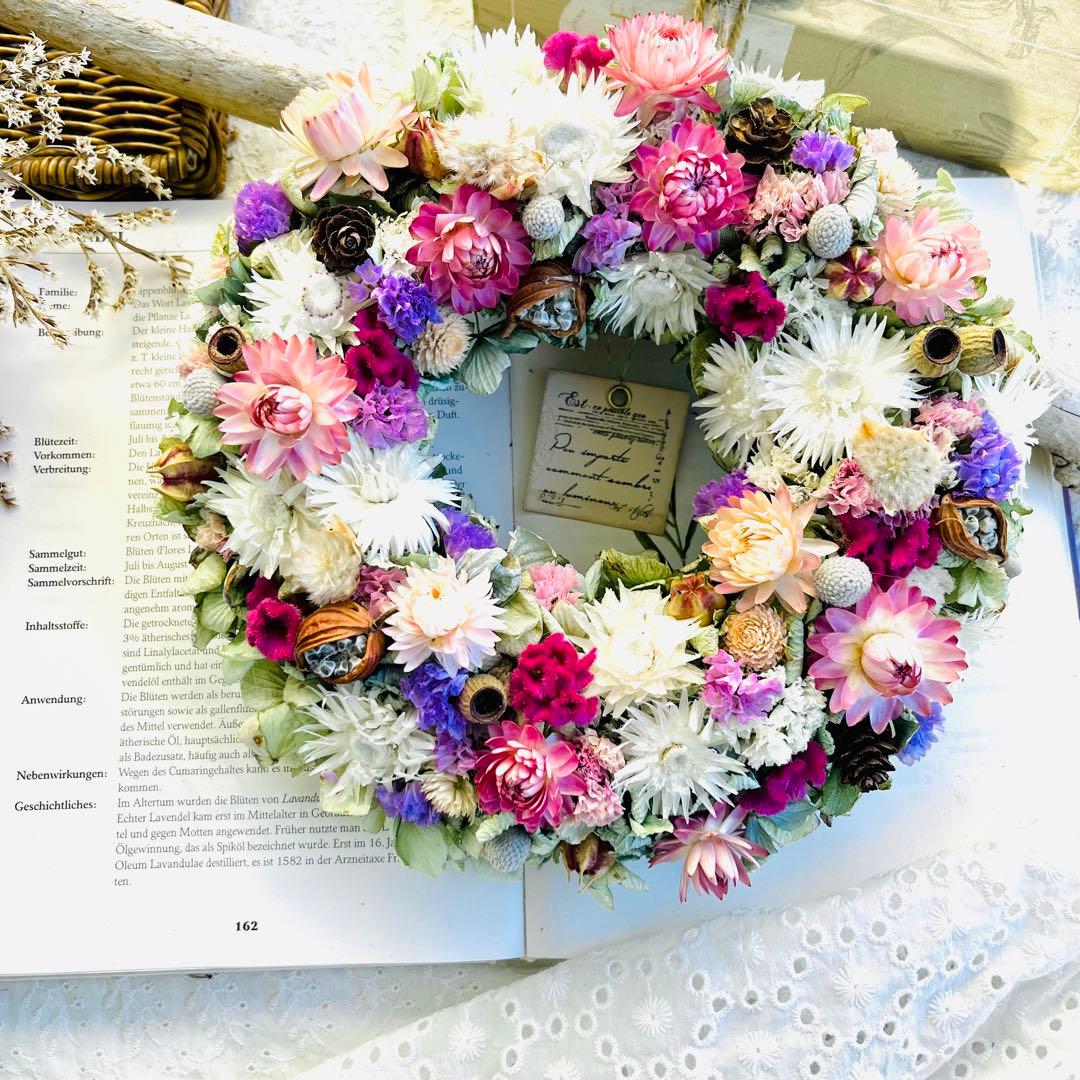 ドライフラワーリース　紫陽花リース　春リース　母の日ギフト