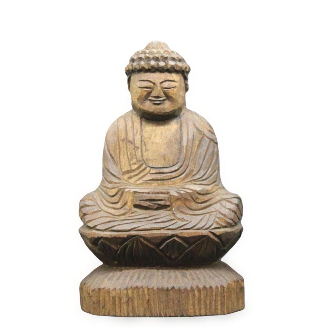 釈迦如来坐像(15cm sn7529)仏像 円空仏 摸刻 木彫
