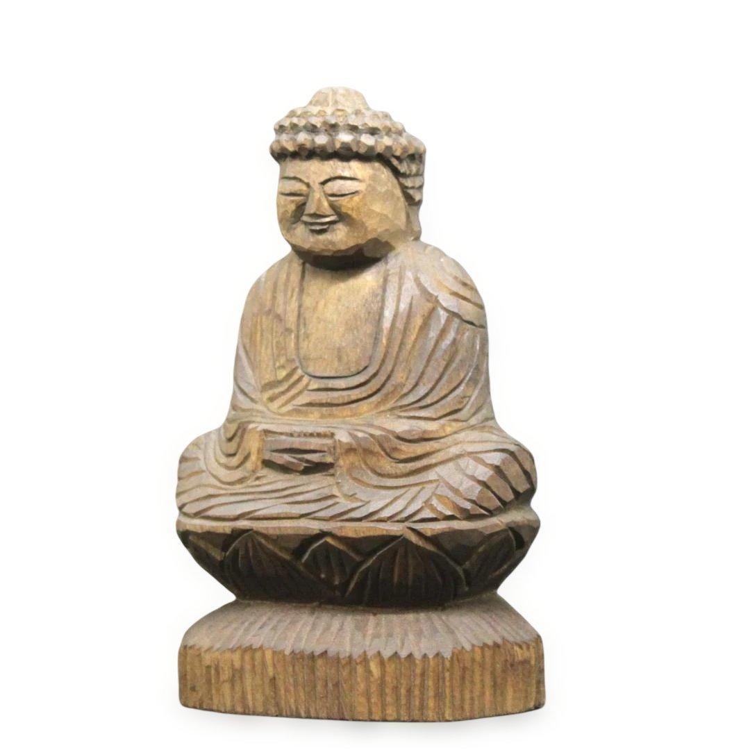 釈迦如来坐像(15cm sn7529)仏像 円空仏 摸刻 木彫