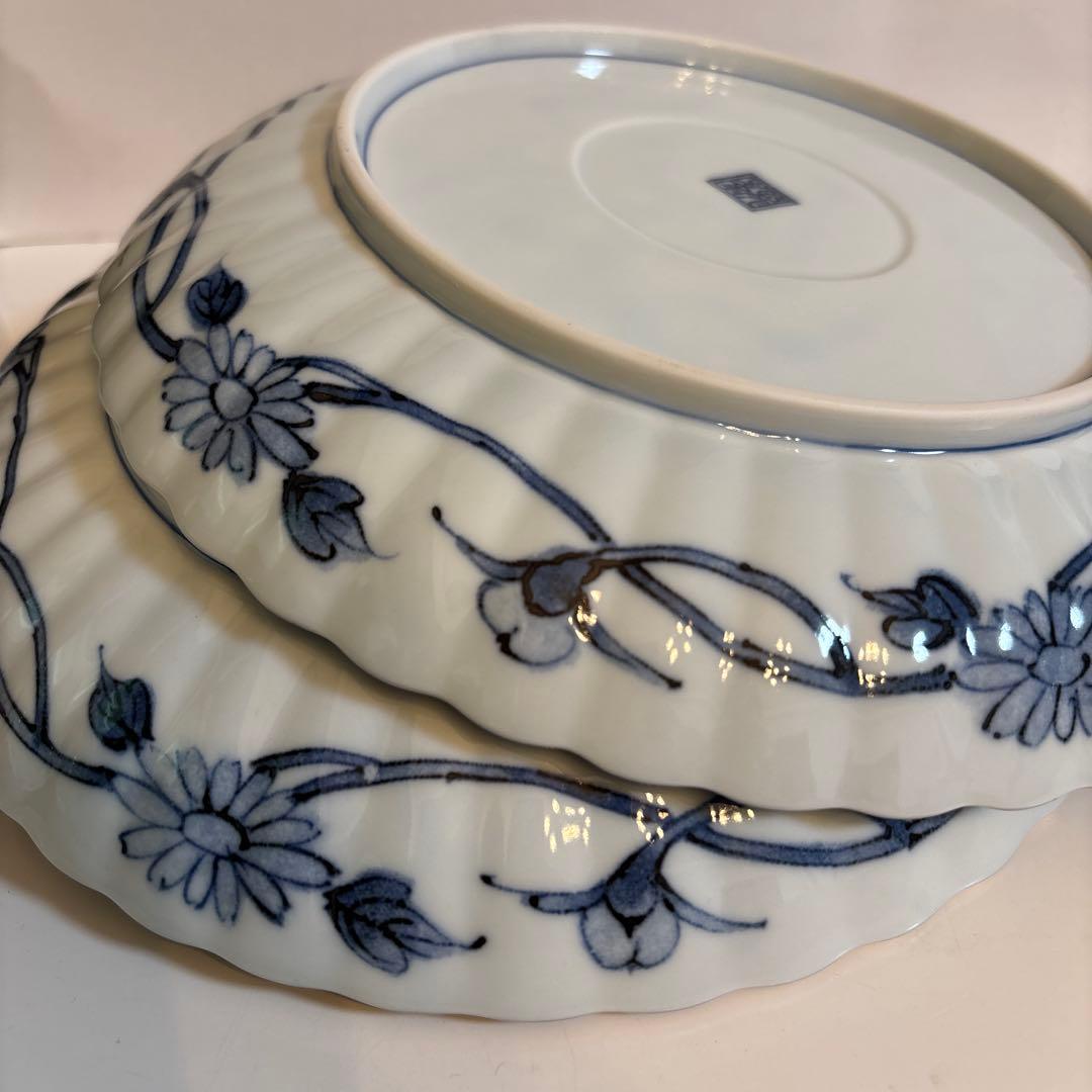 龍峯窯 祥瑞花丸紋 金彩古伊万里 菊割 輪花 中皿 大皿(22㎝)4枚