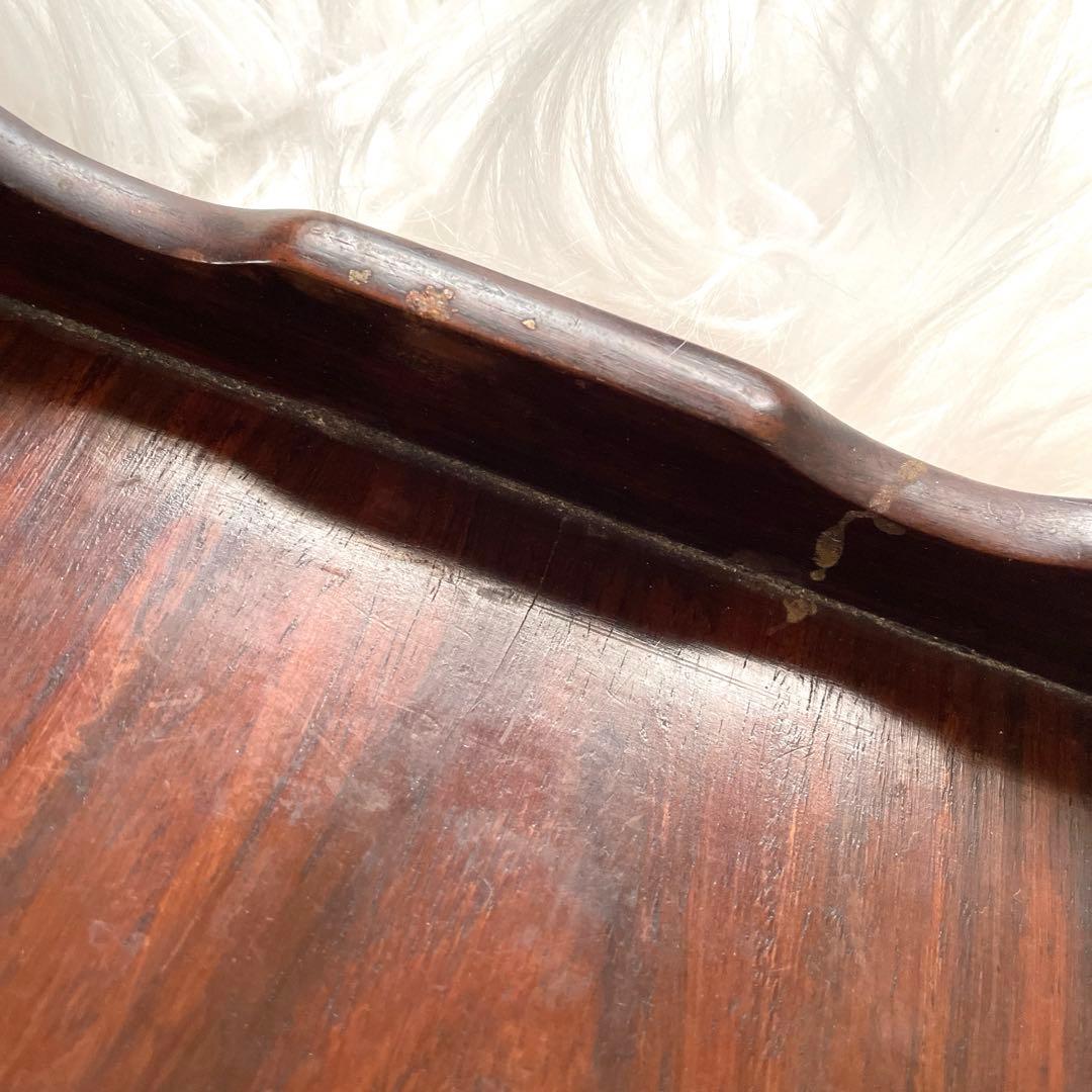 紫壇　お盆　アンティーク雑貨　トレー　年代物　昭和レトロ　飾り台　高級木材　匿名