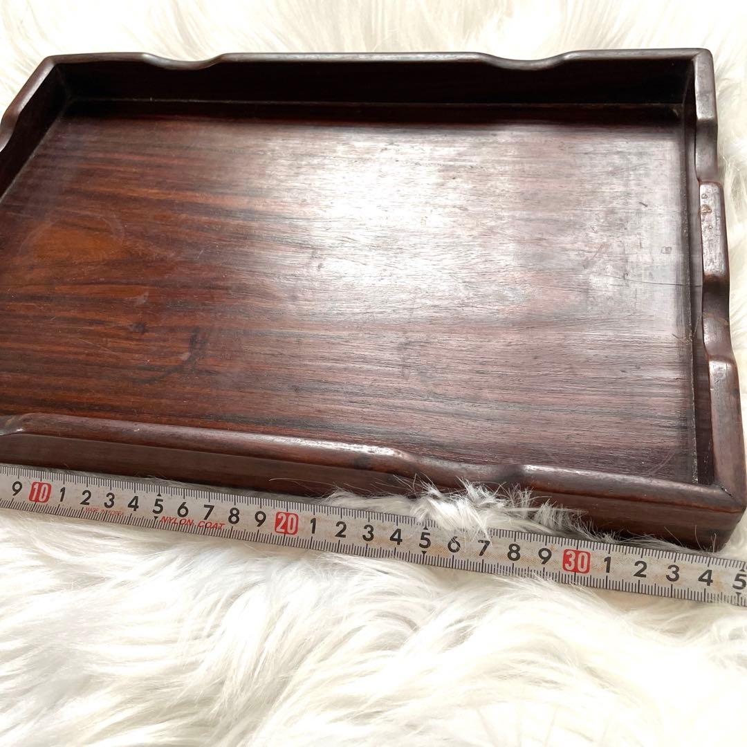 紫壇　お盆　アンティーク雑貨　トレー　年代物　昭和レトロ　飾り台　高級木材　匿名