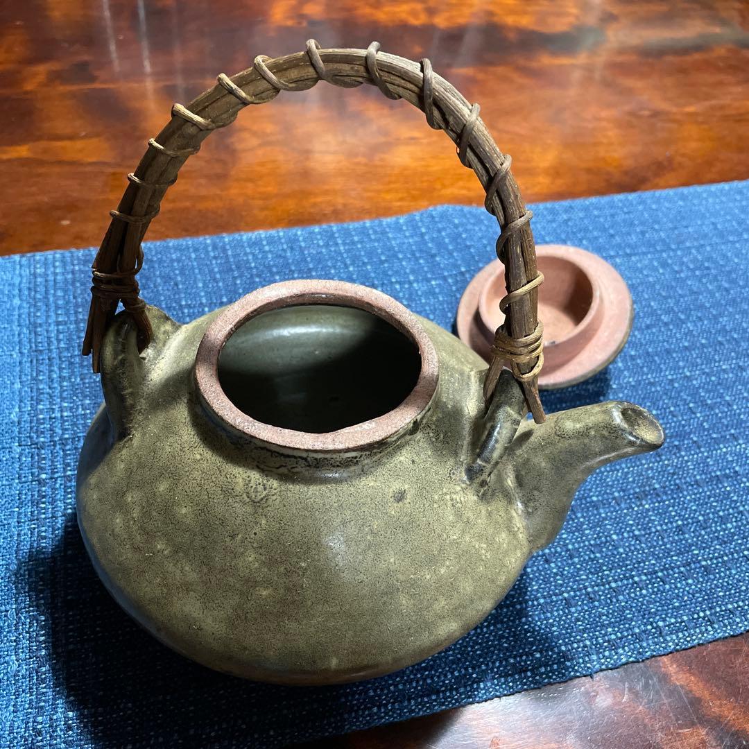 竹製ハンドル グレー じょか 薩摩焼陶器