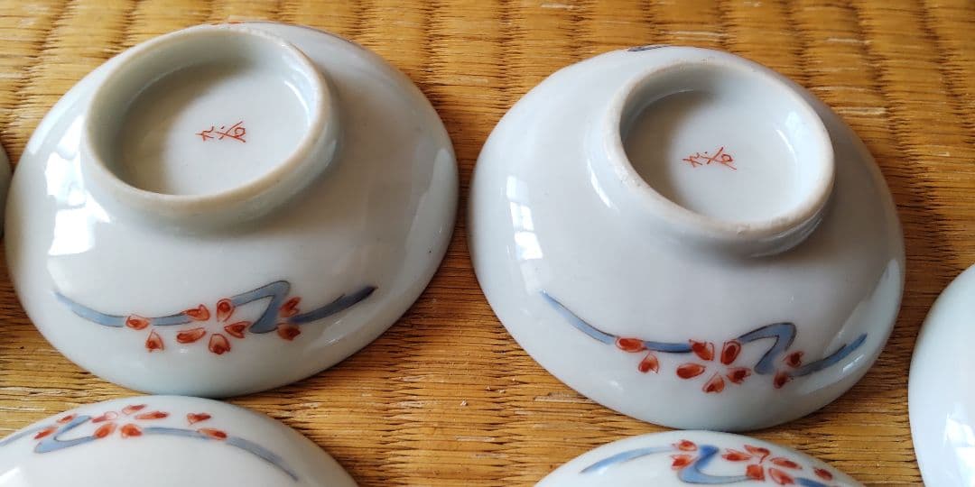 九谷焼　杯、杯皿5個セット　骨董　アンティーク　希少　柿右衛門手