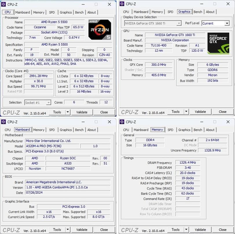Ryzen5 5500/GTX1660Ti/メモリ16G/NVMe512G