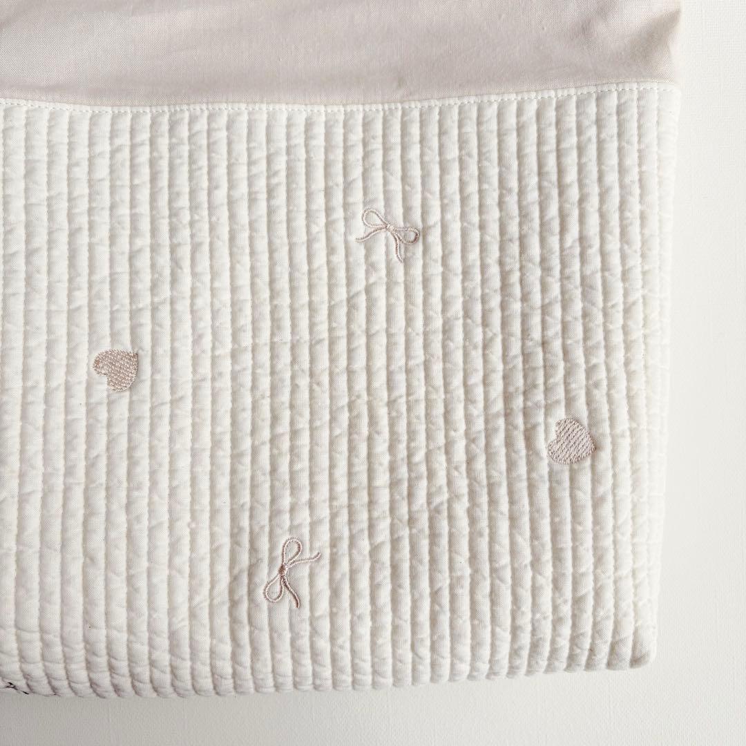 ヌビ　入園入学　3点セット　ハート　リボン　刺繍　女の子　キルティング