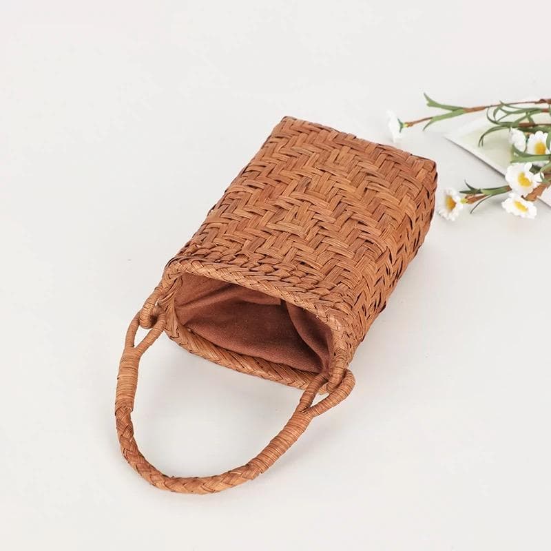 山葡萄かごバッグ 職人手編み 網代編み 籠 手提げ 内布あり