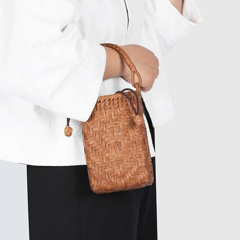 山葡萄かごバッグ 職人手編み 網代編み 籠 手提げ 内布あり