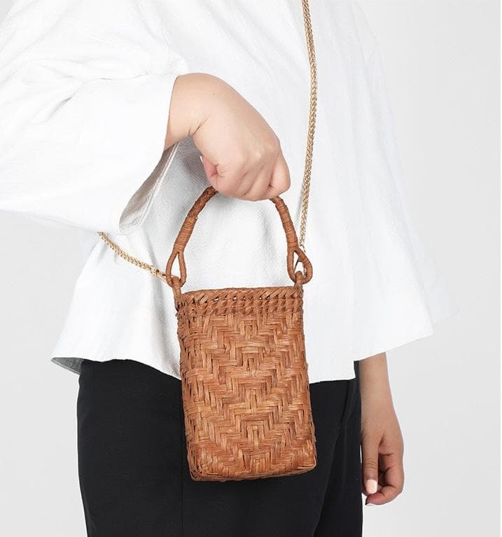 山葡萄かごバッグ 職人手編み 網代編み 籠 手提げ 内布あり