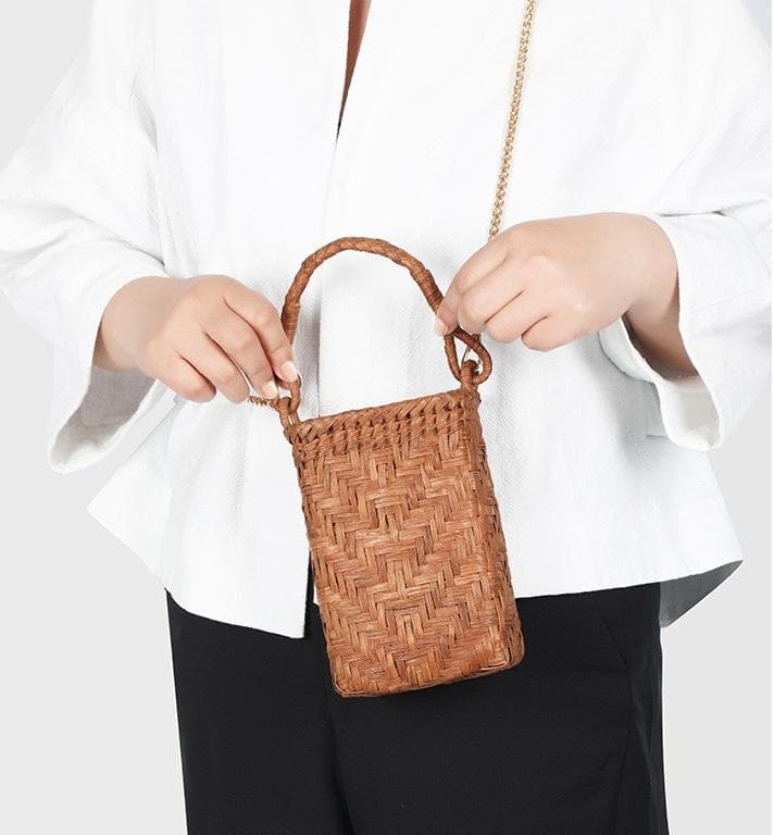 山葡萄かごバッグ 職人手編み 網代編み 籠 手提げ 内布あり