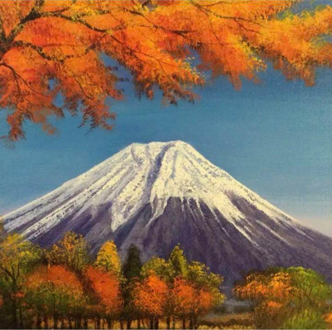 絵画・額縁・油絵・木村 由記夫・新品未使用・富士に紅葉・美術品・インテリア・雑貨