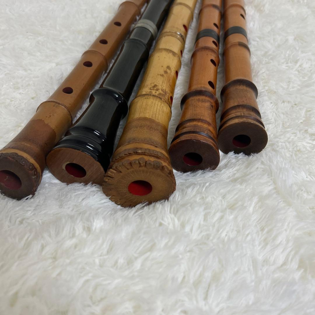【 尺八 / 和楽器 】 笛 音楽 木製 工芸品　5本セット