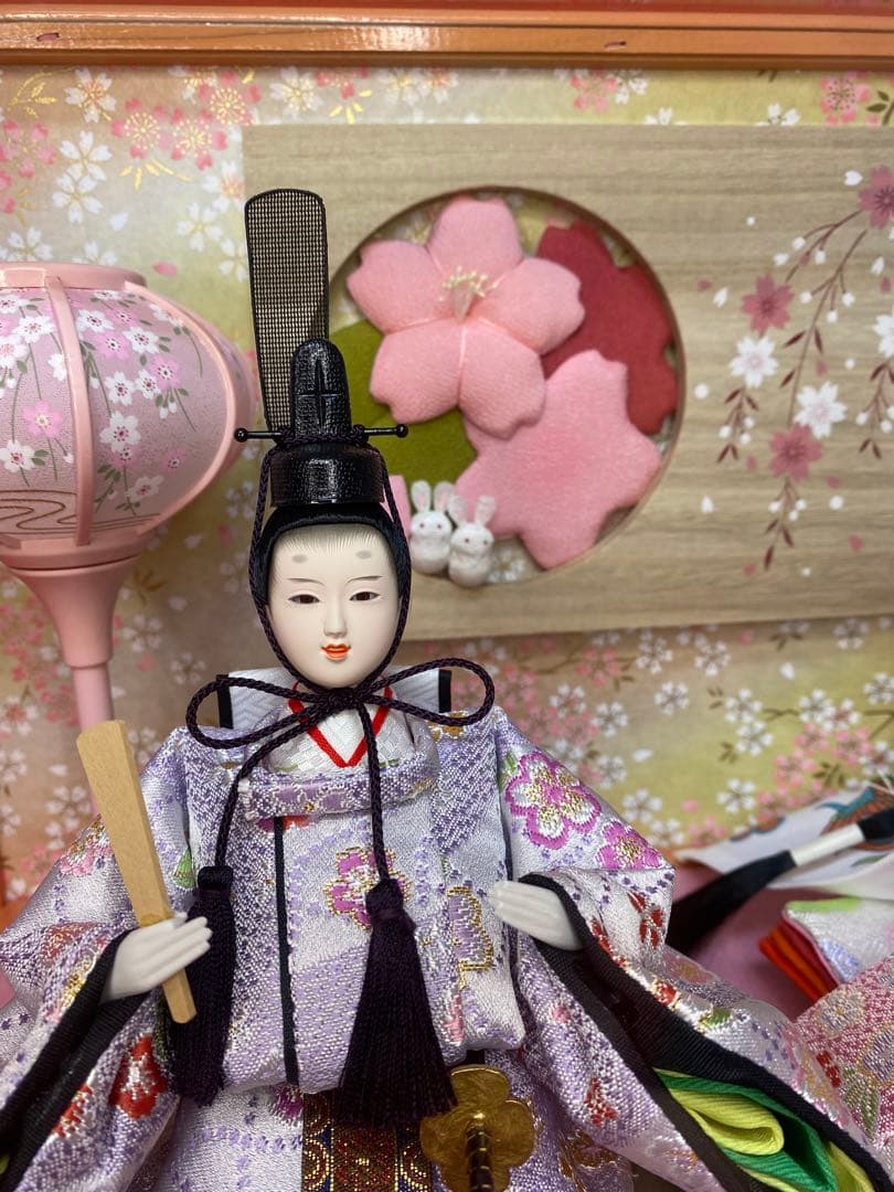 東京久月　雛人形ガラスケースうさぎ三人官女・間口約４３×奥行約３０×高さ約３０㎝