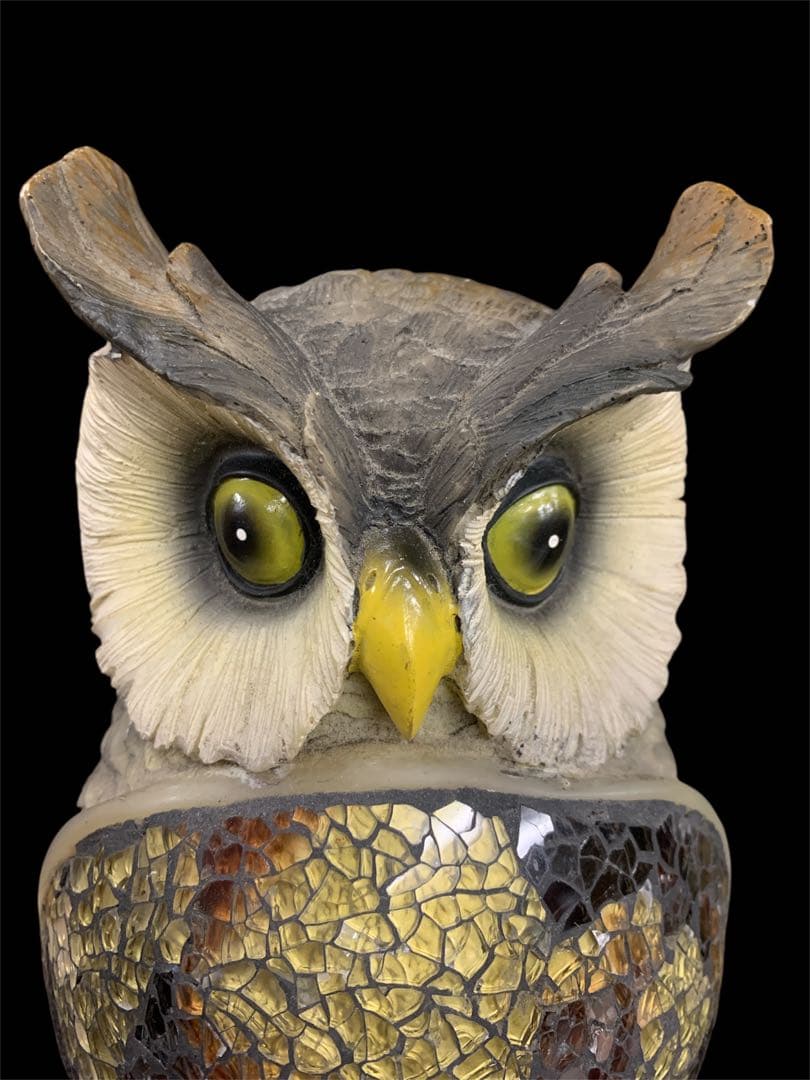 ふくろう型 ステンドグラス風ランプ モザイクランプ