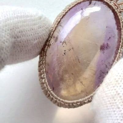 大粒37mmアメトリン×ブルートパーズのマクラメ編みネックレス【天然石】