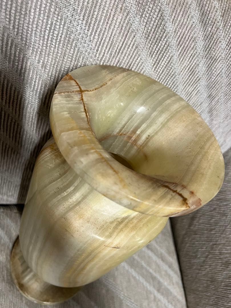 天然石　大理石　国産　壺　大理石 オニキス 花瓶 花器