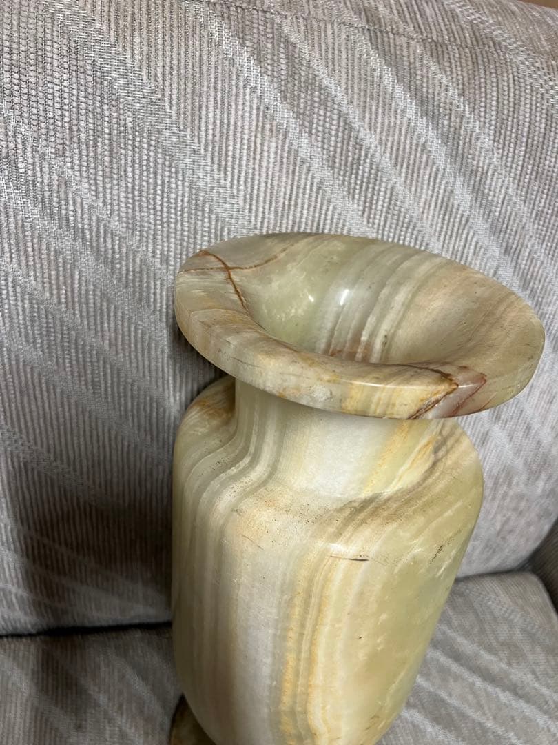 天然石　大理石　国産　壺　大理石 オニキス 花瓶 花器