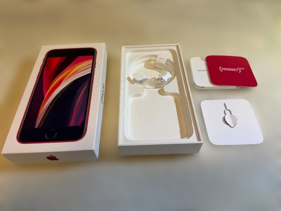 Apple iPhone SE2 PRODUCT(RED) 64G、箱、ケース